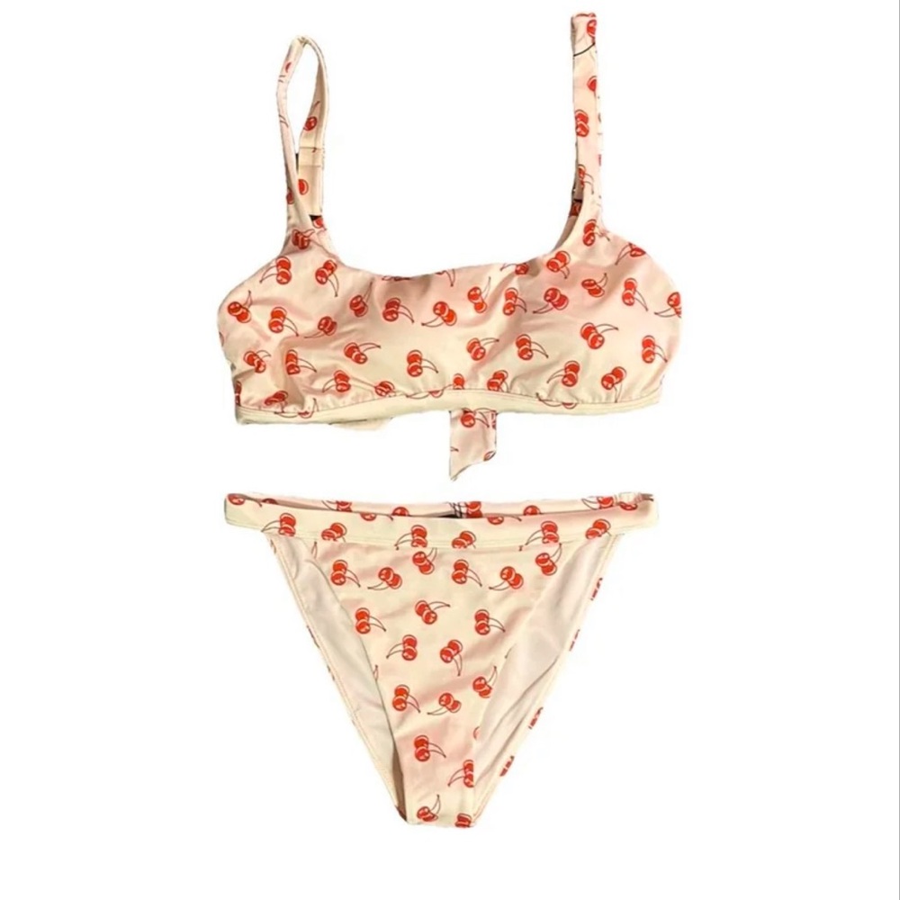 PLAYBOY Cherry Print Bikini - Cream and Red
